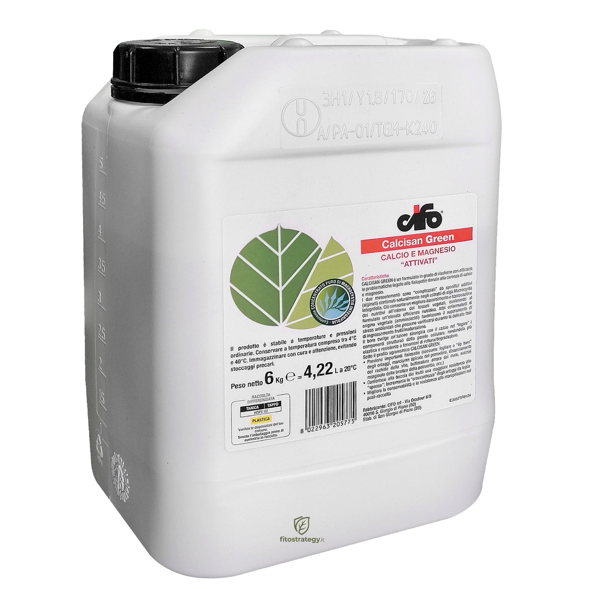Calcisan Green 6 Kg Cifo Concime Liquido a base di Calcio e Magnesio per la Cura delle Fisiopatie
