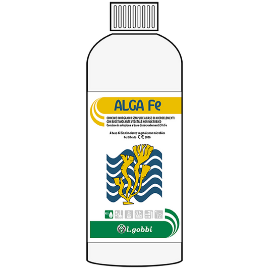 Alga-Fe 1 Lt L. Gobbi Concime Biostimolante a Base di Alghe e Ferro per Clorosi Ferrica