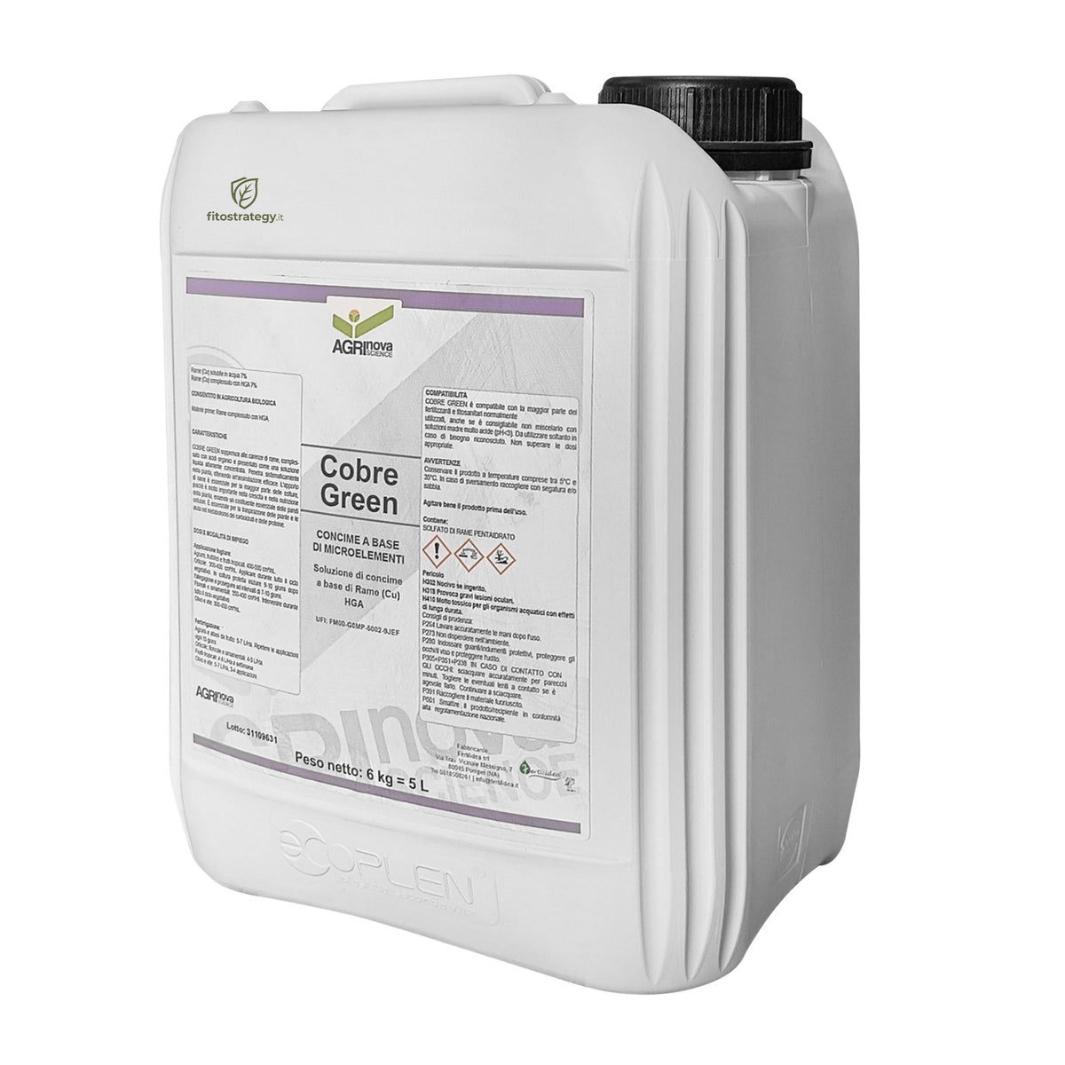 Cobre Green 5 Lt Fungicida Rameico Biologico Rame Ossicloruro Peronospora Orto