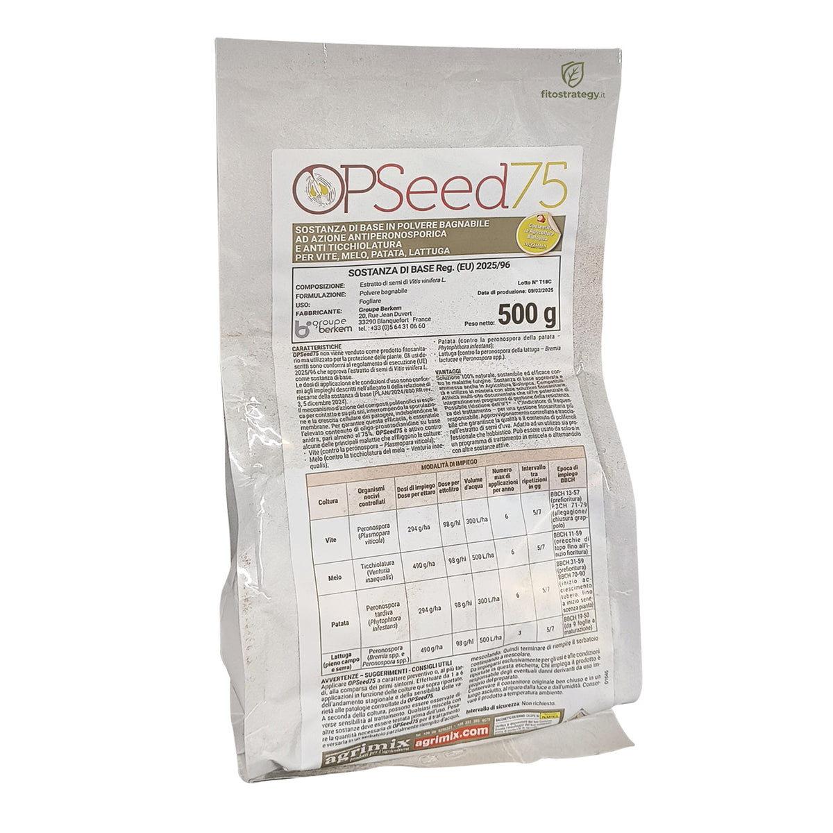 OPSeed 75 Fungicida Biologico Sostanza di Base Peronospora Ticchiolatura 500g