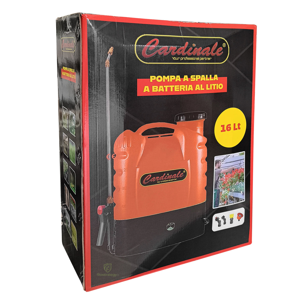 Pompa a Spalla Elettrica Cardinale 16 Lt Batteria Litio 12V 10Ah per Diserbo