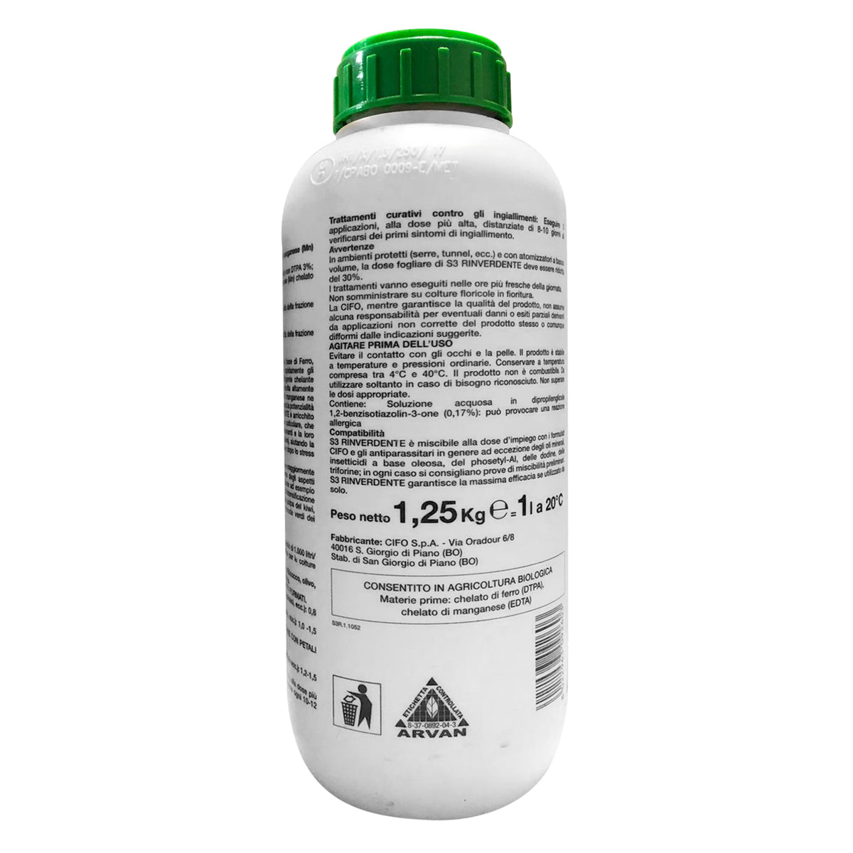 S3 Rinverdente 1 Lt Cifo Concime Liquido Professionale ad Azione Nutrizionale