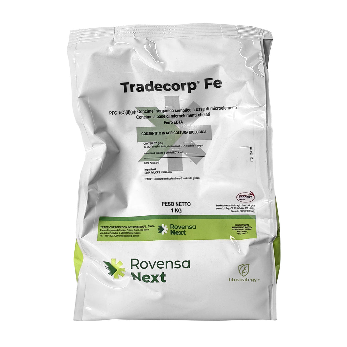 Tradecorp Fe Rovensa Concime Chela di Ferro EDDHA Clorosi Ferrica Orto 1 Kg