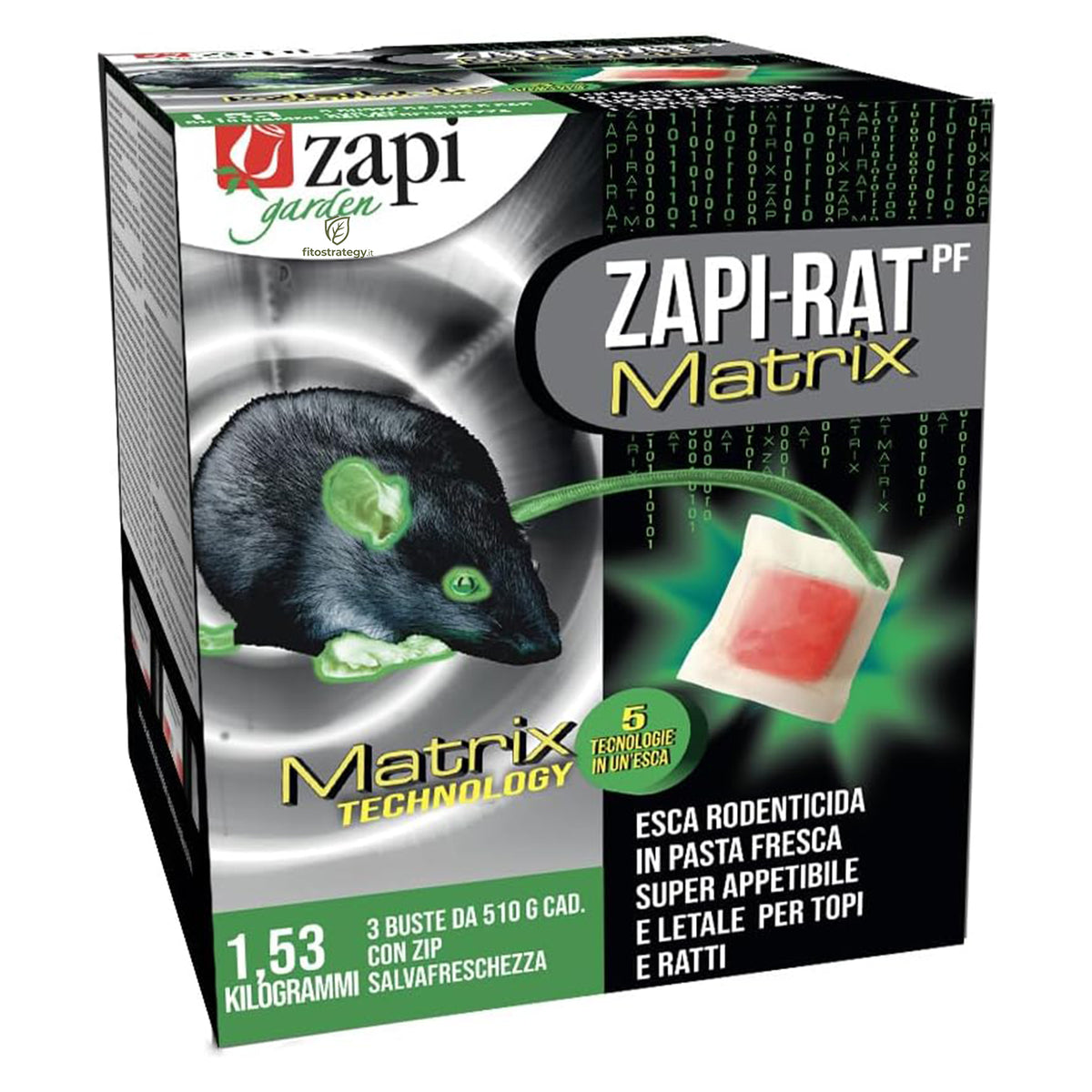 Zapi Rat Matrix 1,5 Kg Topicida Esca Rodenticida In Pasta Fresca Topi Ratti