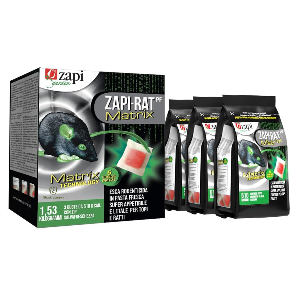 Zapi Rat Matrix 1,5 Kg Topicida Esca Rodenticida In Pasta Fresca Topi Ratti
