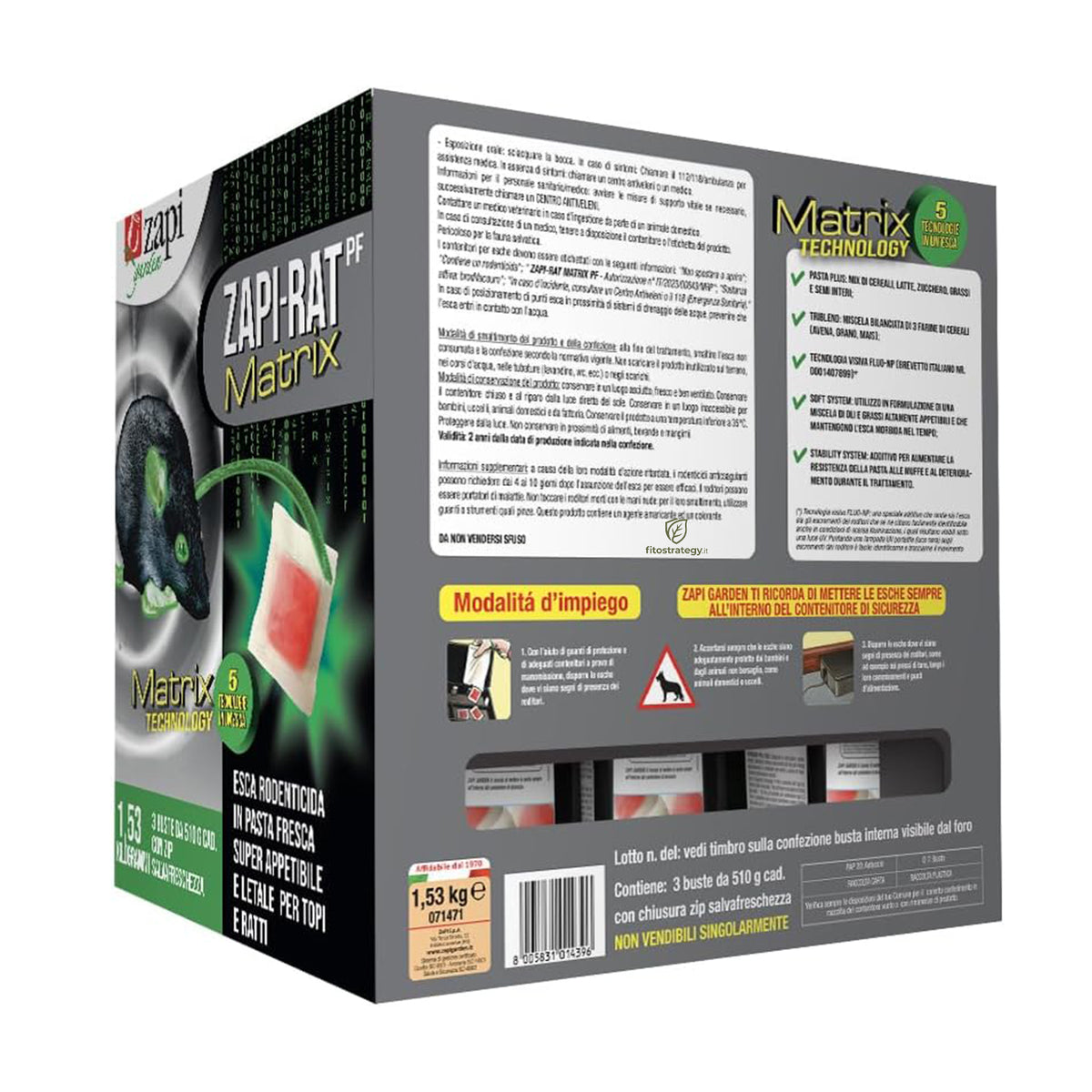 Zapi Rat Matrix 1,5 Kg Topicida Esca Rodenticida In Pasta Fresca Topi Ratti