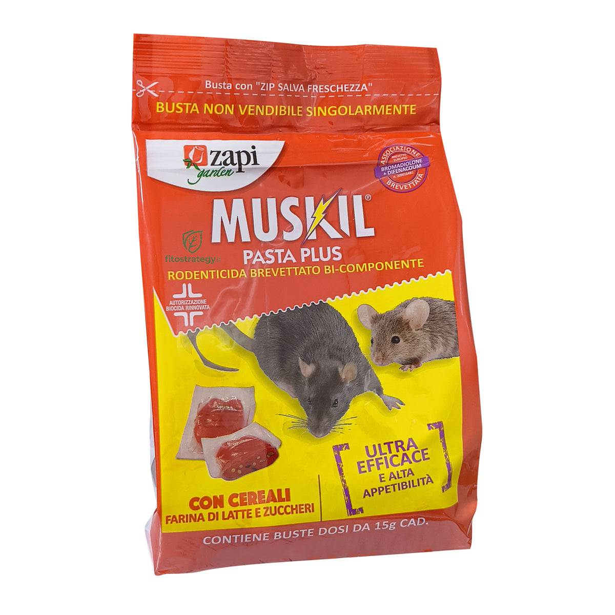 Muskil Bicomponente Veleno Per Topi E Ratti Pasta Fresca 1,5 Kg Rodenticida