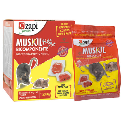 Muskil Bicomponente Veleno Per Topi E Ratti Pasta Fresca 1,5 Kg Rodenticida